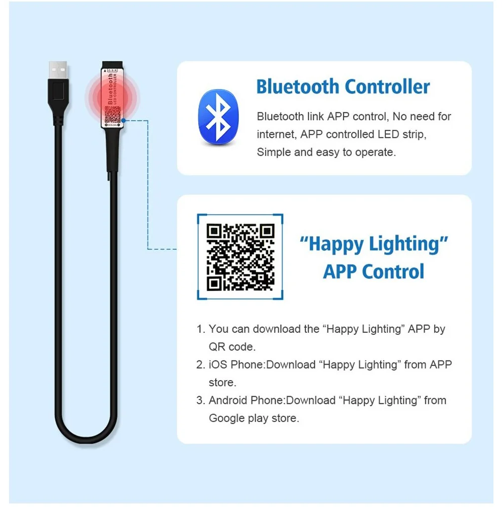 USB Bluetooth RGB Led Strip Light Battery Powered Scooter Flexible Diode Tape Led Backlight For Bicycle Skateboard Bike Lighting
