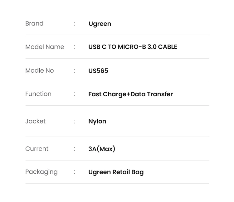 Ugreen USB C to Micro B 3.0 Cable 5Gbps 3A Fast Data Sync Cord For Macbook Hard Drive Disk HDD SSD Case USB Type C Micro B Cable