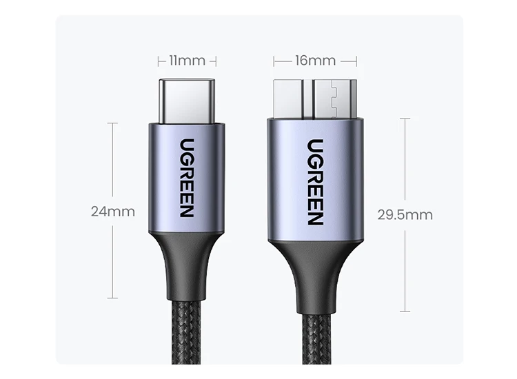 Ugreen USB C to Micro B 3.0 Cable 5Gbps 3A Fast Data Sync Cord For Macbook Hard Drive Disk HDD SSD Case USB Type C Micro B Cable