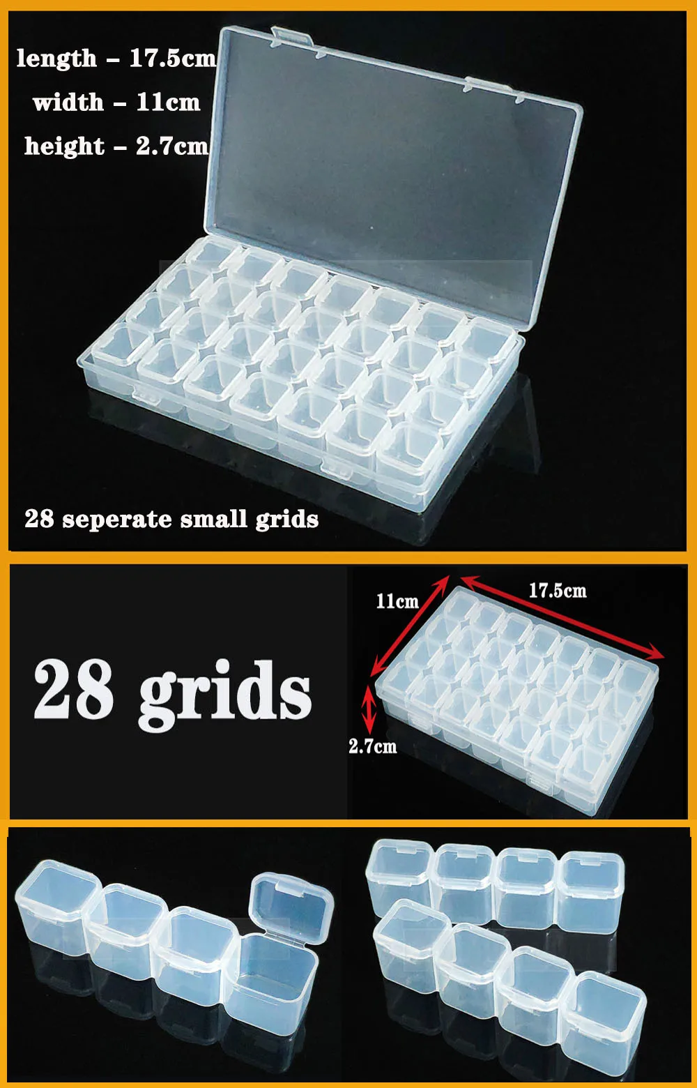 Transparent Plastic Box Screw Compartment Box Jewelry Earring Display Case Container Clear Terminal Organizer Tool Storage Boxes