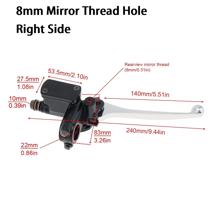 22MM M8/M10 Motorcycle Upper Front Brake Clutch Master Cylinder CNC Clutch Pump Reservoir Pump Lever Left Right Fit for Honda