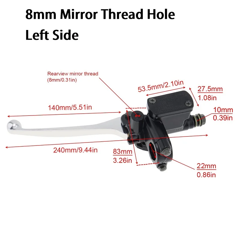 22MM M8/M10 Motorcycle Upper Front Brake Clutch Master Cylinder CNC Clutch Pump Reservoir Pump Lever Left Right Fit for Honda