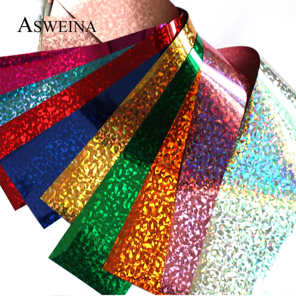 16Pc Holographic Nail Foil Set Starry Transfer 20*4cm Sticker Laser Flowers Leopard Mix Design Decal DIY Nail Art Decoration