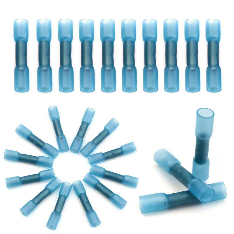 10/20/30/50PCS Heat Shrink Insulated Butt Connectors Splice Electrical Crimp Terminals Waterproof AWG 22-18 AWG 16-14 AWG 12-10