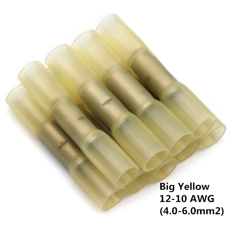 10/20/30/50PCS Heat Shrink Insulated Butt Connectors Splice Electrical Crimp Terminals Waterproof AWG 22-18 AWG 16-14 AWG 12-10