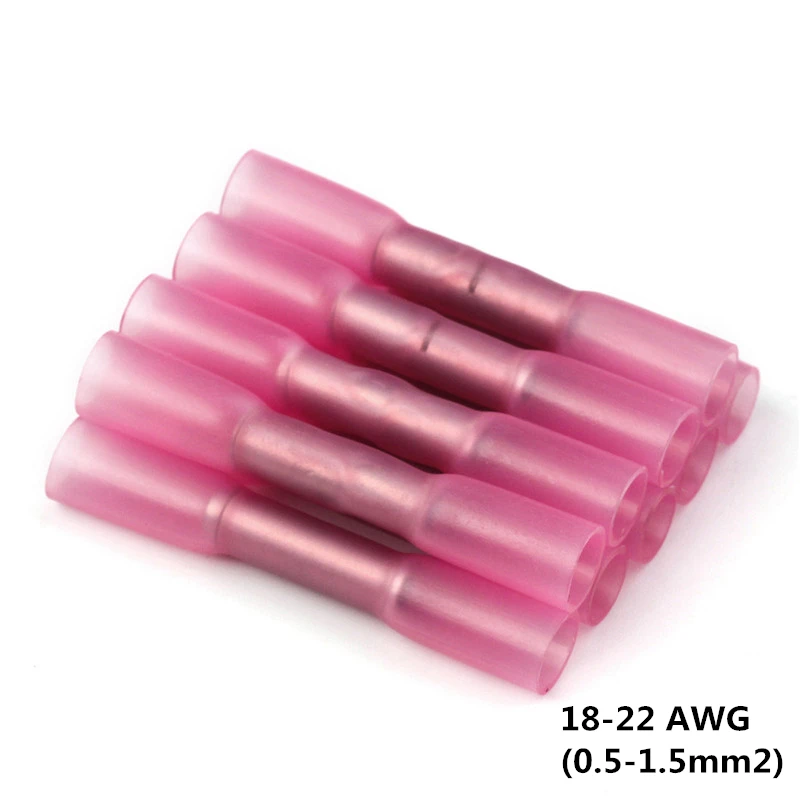 10/20/30/50PCS Heat Shrink Insulated Butt Connectors Splice Electrical Crimp Terminals Waterproof AWG 22-18 AWG 16-14 AWG 12-10