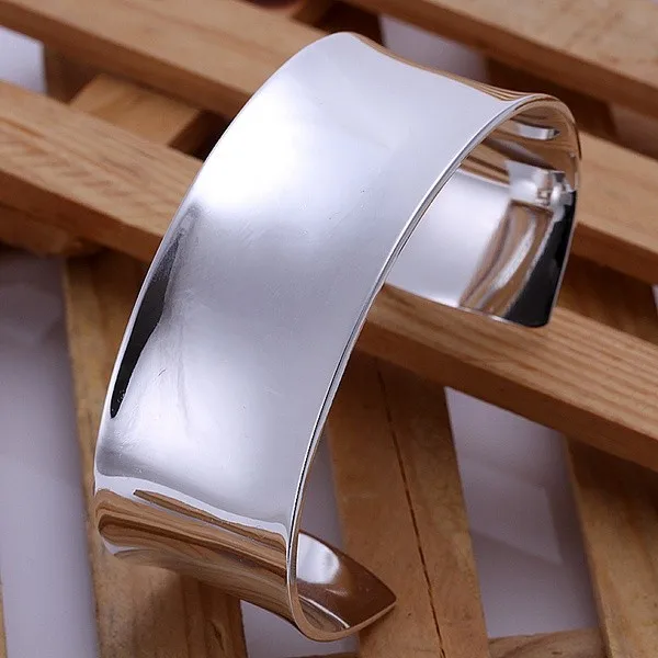 925 Sterling Silver Bracelet High Quality Fashion Women Solid Lady Bangle Jewelry Charm Big Cuff Men