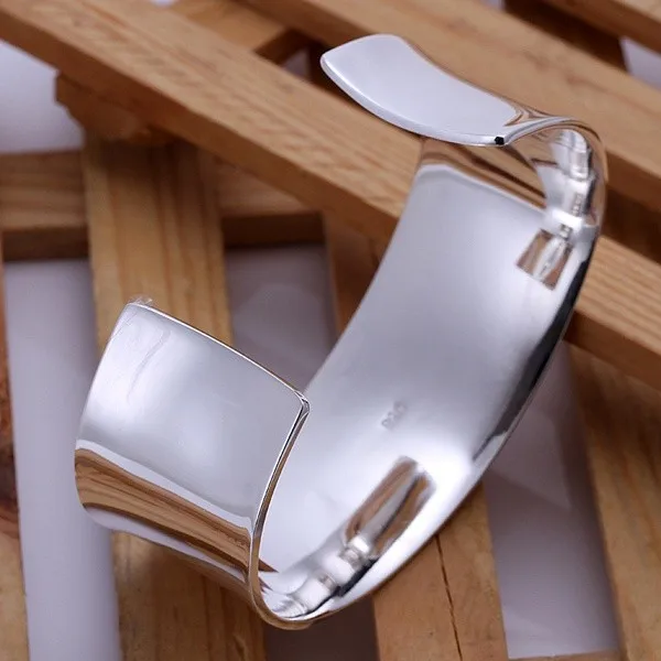 925 Sterling Silver Bracelet High Quality Fashion Women Solid Lady Bangle Jewelry Charm Big Cuff Men