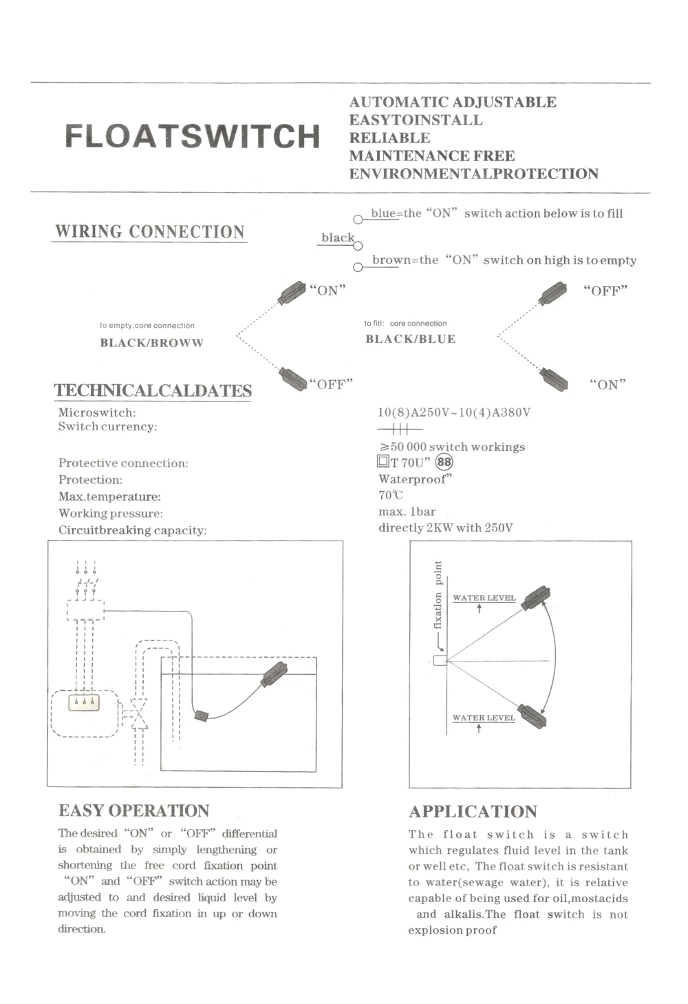 M15-2 M15-3 M15-4 M15-5 3m Cable Controller Float Switch Liquid Fluid Water Level Float Switch Controller Contactor Sensor
