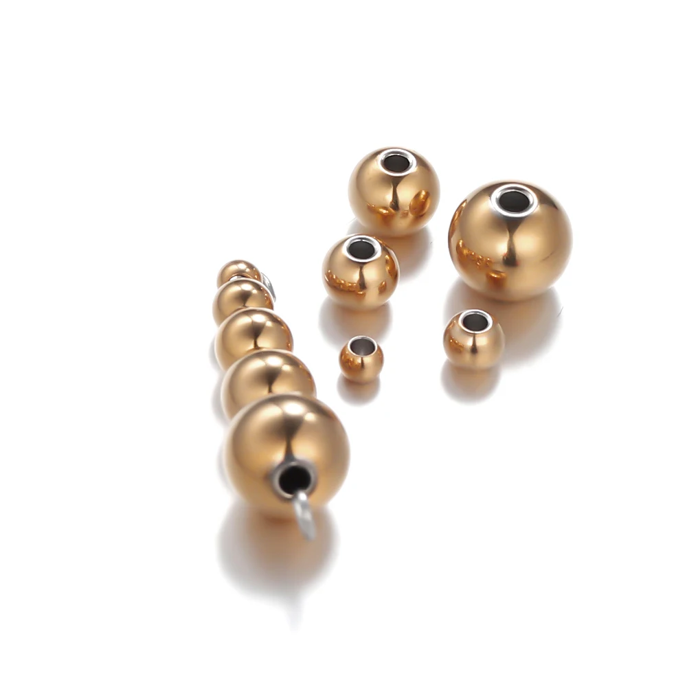 3mm 4mm 6mm 8mm Stainless Steel Rose Gold Color Black Spacer Beads Charm Loose Beads DIY Bracelets Beads for Jewelry Making