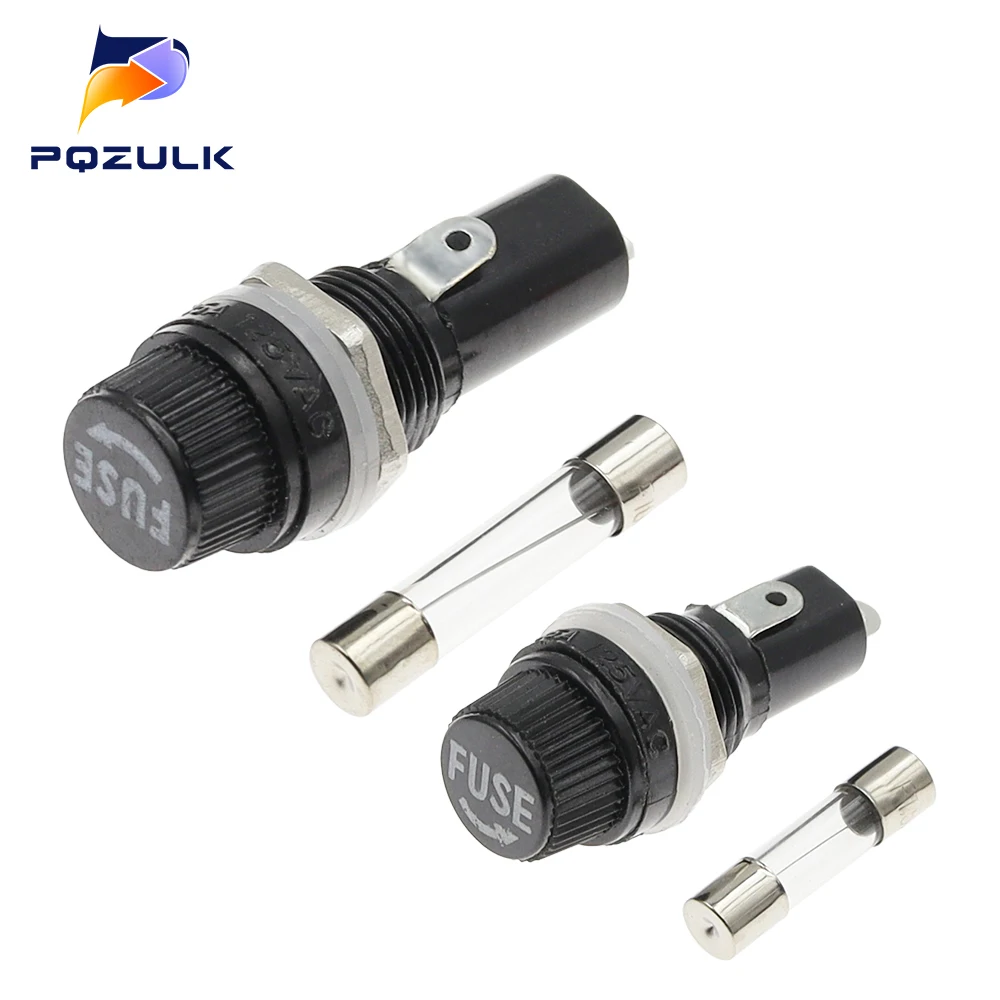 5PCS 5*20mm 6*30mm Glass Fuse Holders 5x20 6x30 Insurance Tube Socket Fuse Holder for insurance Panel Mount Fuse Holder