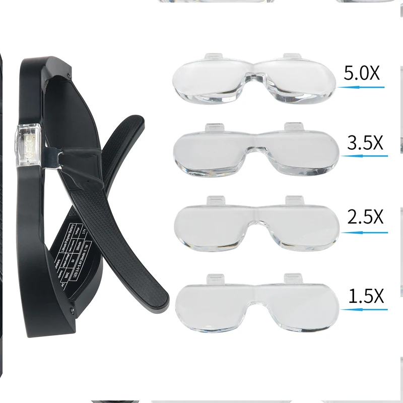 Magnifying Glasses Magnifier1.5X 2.5X 3.5X 5.0X USB Rechargeable With LED Light For Reading Jewelers Watchmaker Repair Wearing