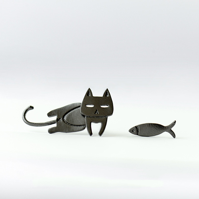 925 Sterling Silver Cat Fish Stud Earrings For Women Gift Hypoallergenic Sterling-silver-jewelry Prevent Allergy