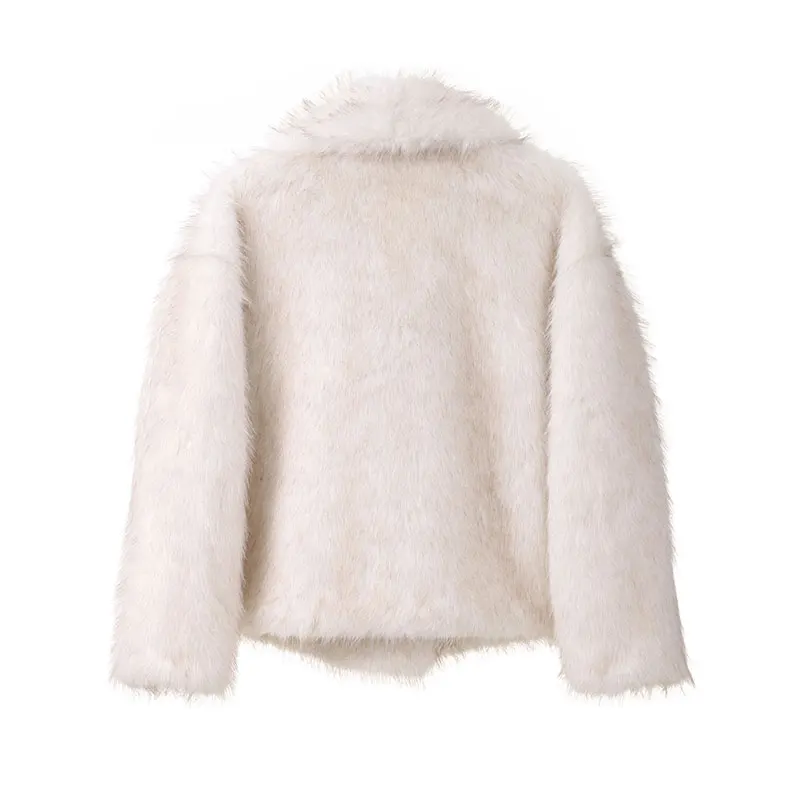 2024 Winter New Fashion Gradient Fluffy Fur Coat Women High Street Luxury Big Fur Collar Faux Fox Fur Jacket Female Overcoats
