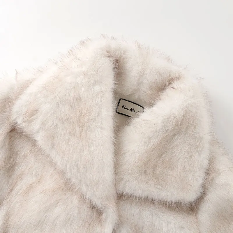 2024 Winter New Fashion Gradient Fluffy Fur Coat Women High Street Luxury Big Fur Collar Faux Fox Fur Jacket Female Overcoats