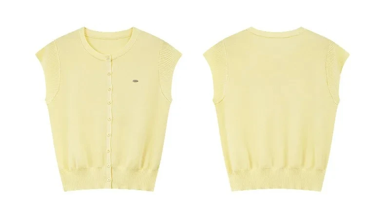 VIMLY Women's Casual Knit Short Sleeve T-shirt 2026 Summer New Blue Crew Neck Button Down Flutter Sleeve Minimalist Top 30935