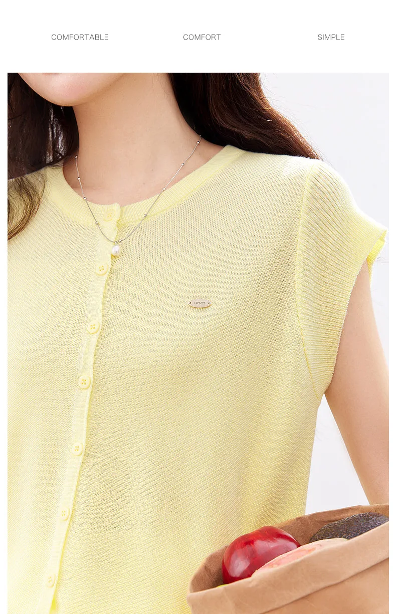 VIMLY Women's Casual Knit Short Sleeve T-shirt 2026 Summer New Blue Crew Neck Button Down Flutter Sleeve Minimalist Top 30935