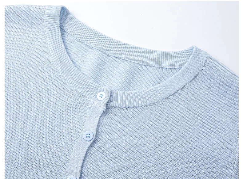 VIMLY Women's Casual Knit Short Sleeve T-shirt 2026 Summer New Blue Crew Neck Button Down Flutter Sleeve Minimalist Top 30935