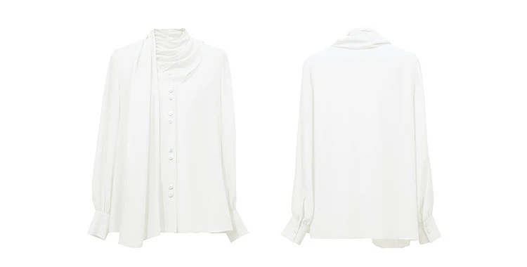 Amii Women's Blouse 2026 Autumn New V-Neck Elegant Long Sleeve Chiffon Top With Tie Neck Loose Flowy Shirt For Women 12653004