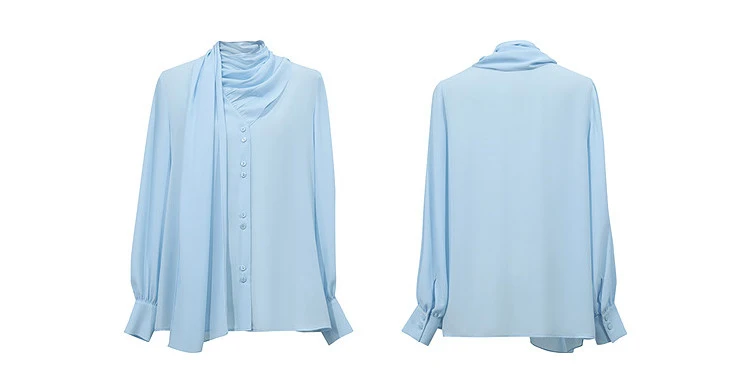 Amii Women's Blouse 2026 Autumn New V-Neck Elegant Long Sleeve Chiffon Top With Tie Neck Loose Flowy Shirt For Women 12653004