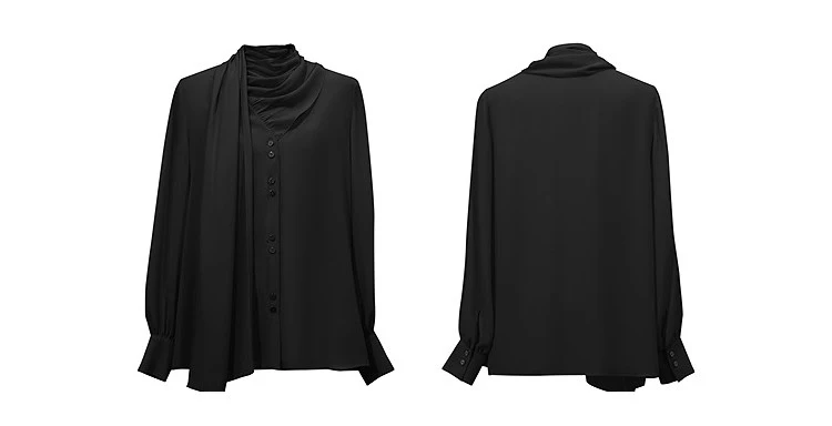 Amii Women's Blouse 2026 Autumn New V-Neck Elegant Long Sleeve Chiffon Top With Tie Neck Loose Flowy Shirt For Women 12653004