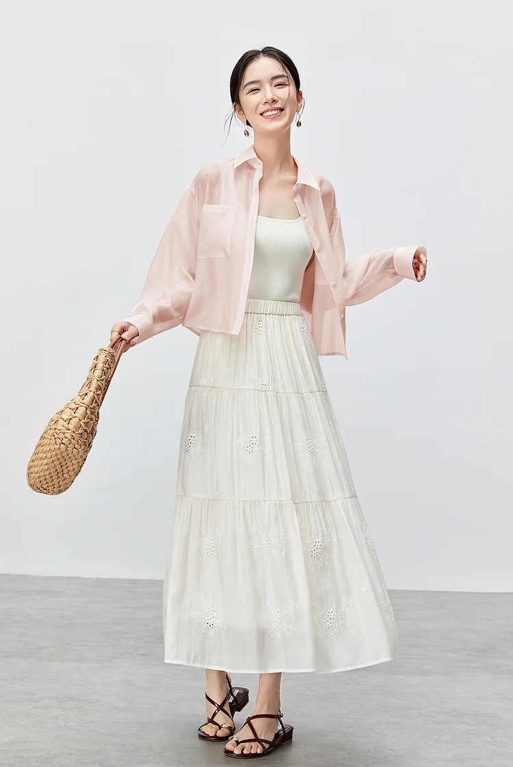 SENTUBILA Lyocell Women Shirt 2026 Spring Summer Lapel Neck Long Sleeve Crop Solid Pockets Lace-up Female Cozy Blouse 142C54323