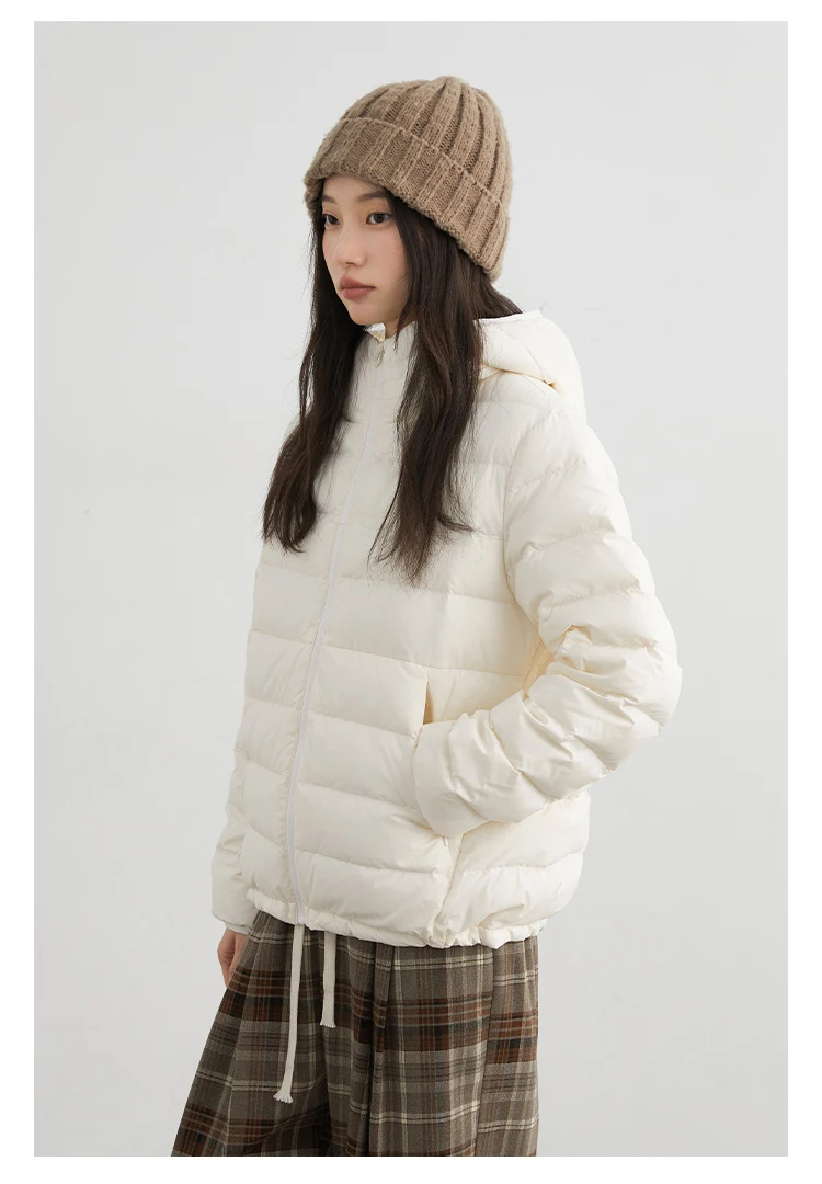CHIC VEN Women Lightweight Down Coats Solid Loose Casual New Hooded Slim Girl Down Jacket 90 White Duck Down Autumn Winter 2025