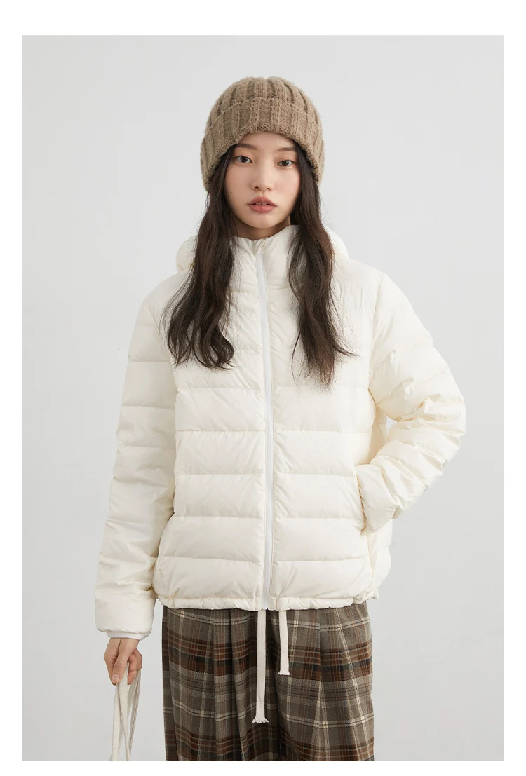 CHIC VEN Women Lightweight Down Coats Solid Loose Casual New Hooded Slim Girl Down Jacket 90 White Duck Down Autumn Winter 2025