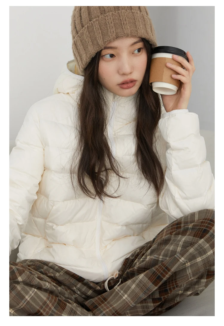 CHIC VEN Women Lightweight Down Coats Solid Loose Casual New Hooded Slim Girl Down Jacket 90 White Duck Down Autumn Winter 2025