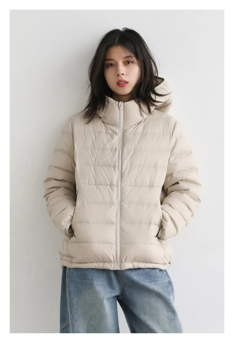 CHIC VEN Women Lightweight Down Coats Solid Loose Casual New Hooded Slim Girl Down Jacket 90 White Duck Down Autumn Winter 2025
