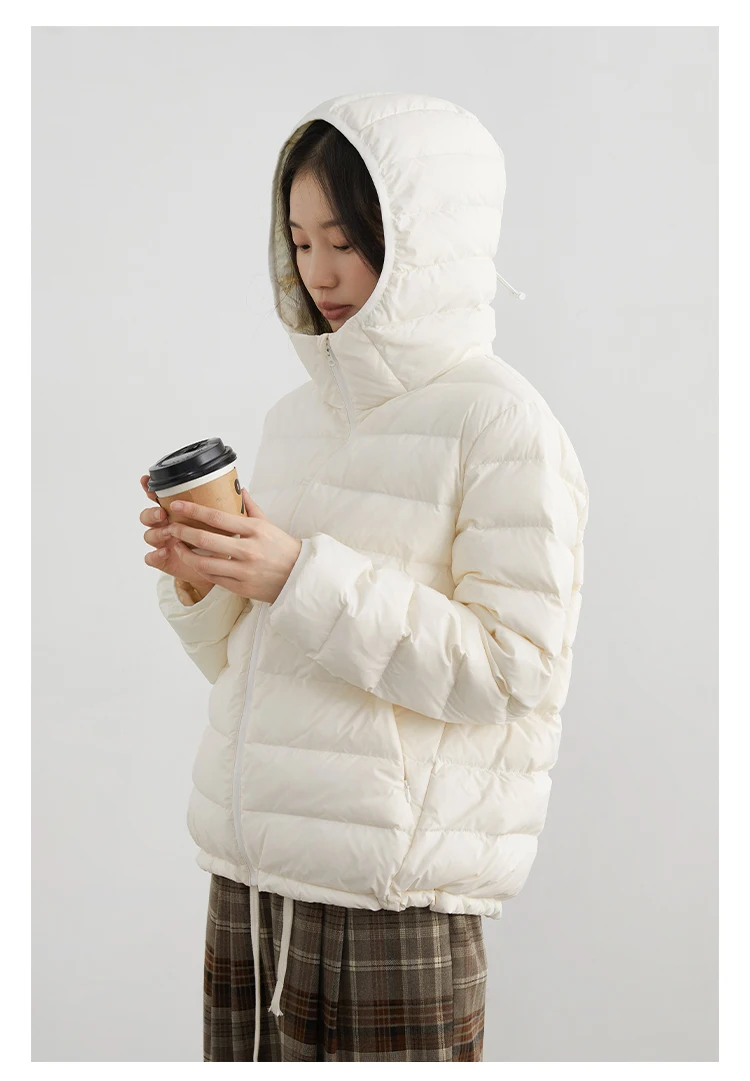 CHIC VEN Women Lightweight Down Coats Solid Loose Casual New Hooded Slim Girl Down Jacket 90 White Duck Down Autumn Winter 2025
