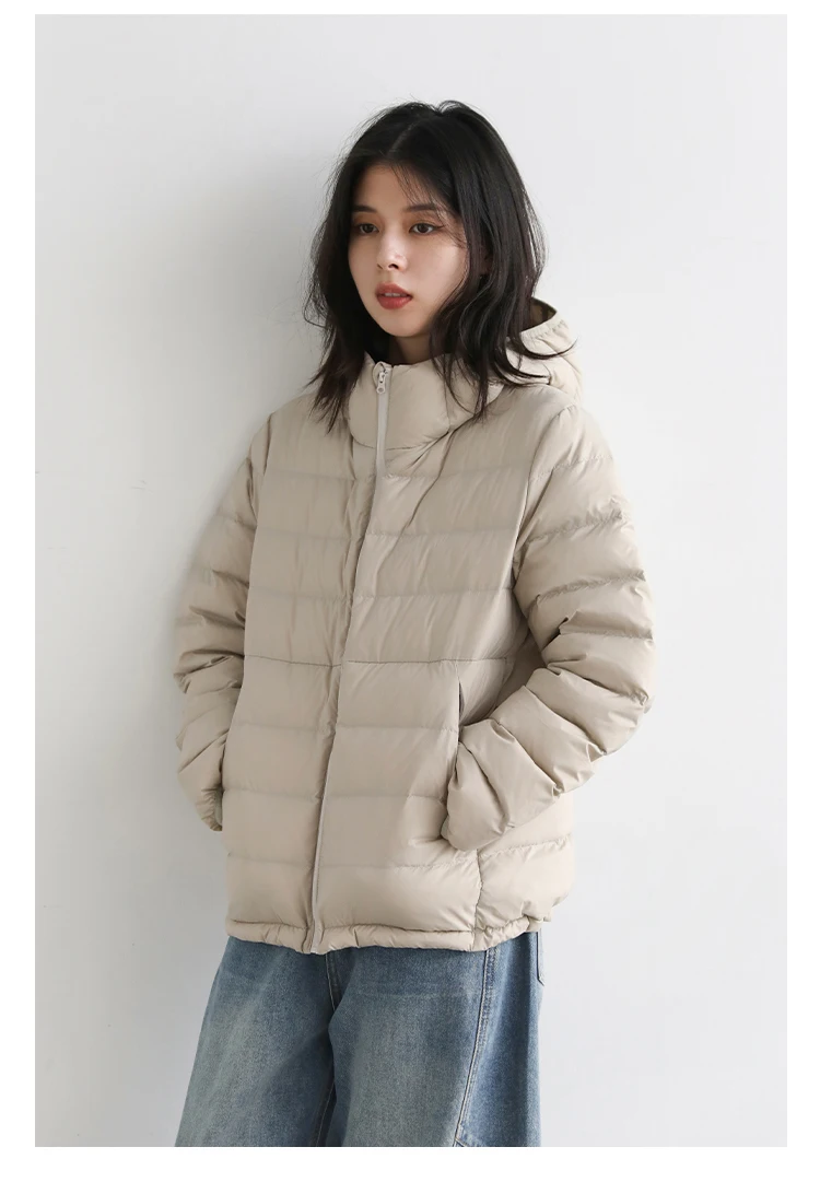 CHIC VEN Women Lightweight Down Coats Solid Loose Casual New Hooded Slim Girl Down Jacket 90 White Duck Down Autumn Winter 2025