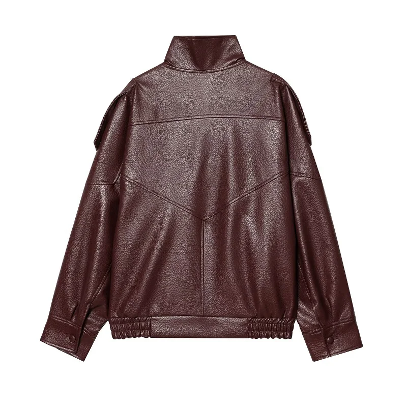 MUJER Faux Leather Women's Jacket Black Oversize Bomber Jackets for Women Outerwears Winter Overcoat Female Fashion Jacket Woman