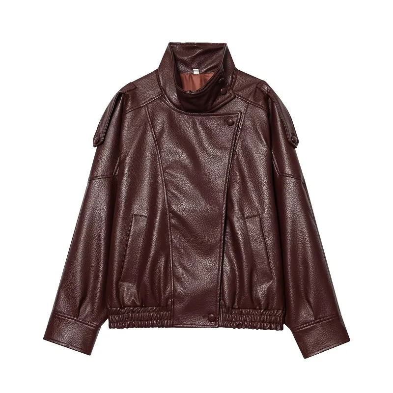 MUJER Faux Leather Women's Jacket Black Oversize Bomber Jackets for Women Outerwears Winter Overcoat Female Fashion Jacket Woman