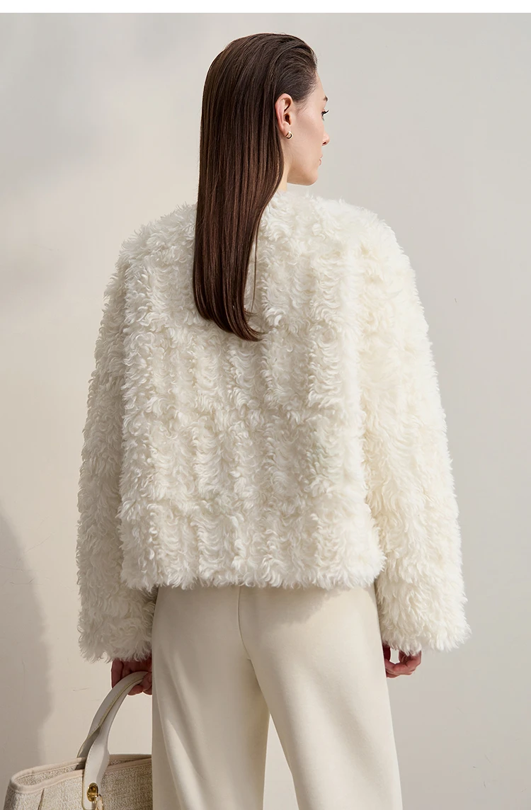 AMII Women's Coat 2026 Winter Warm Minimalist Loose Short Fur Coats Elegant Zipper Long Sleeve Jacket Woman Clothing 12514003