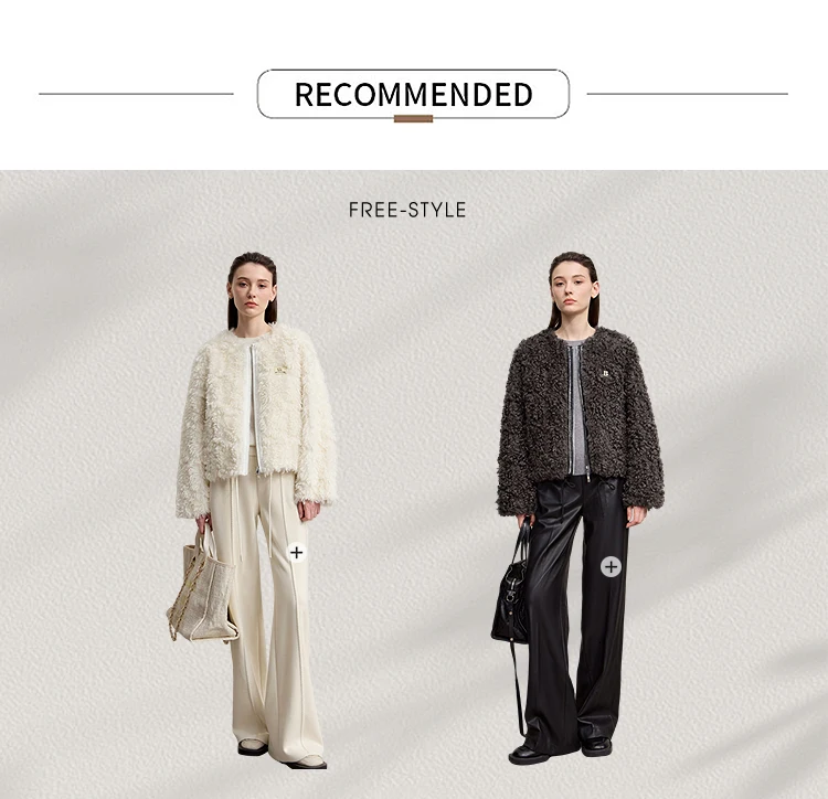 AMII Women's Coat 2026 Winter Warm Minimalist Loose Short Fur Coats Elegant Zipper Long Sleeve Jacket Woman Clothing 12514003