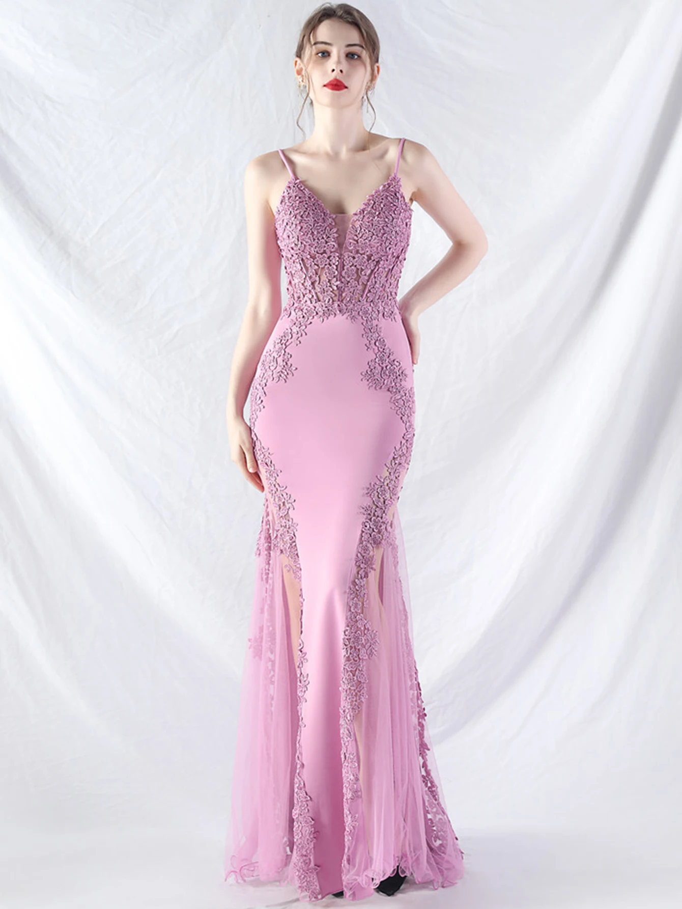 Sexy See Through Lace Maxi Summer Dress Women Elegant Luxury Mesh Bridesmaid Evening Dresses Birthday Prom Long Dresses Vestido