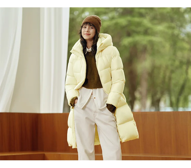 Semir Down Jacket Women Winter Long 90% Duck Down Waterproof Oil-proof Stain-proof 2026 New Solid Hooded Winter Woman Clothes
