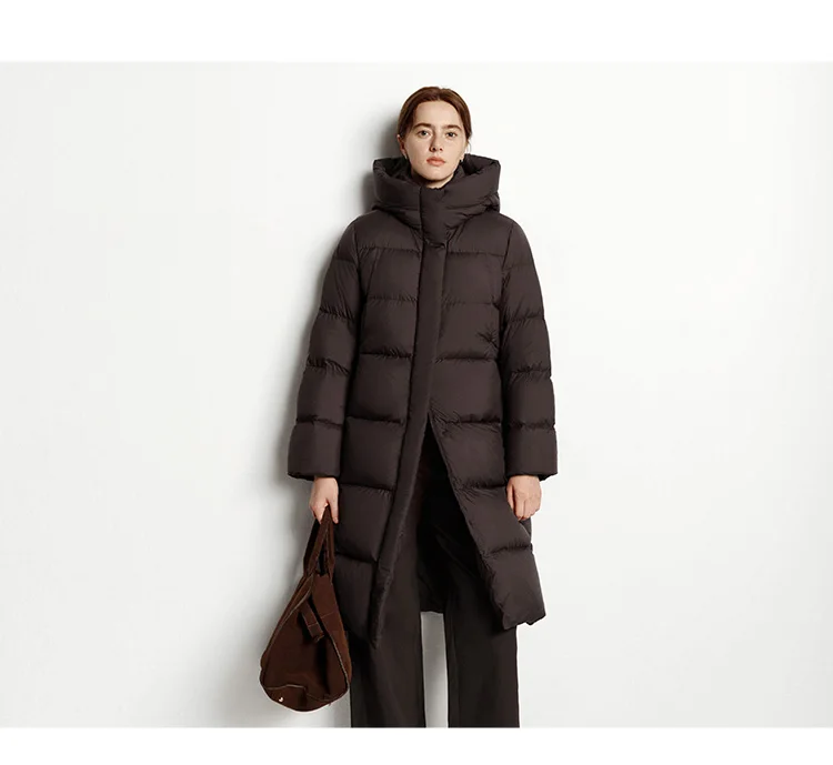 Semir Down Jacket Women Winter Long 90% Duck Down Waterproof Oil-proof Stain-proof 2026 New Solid Hooded Winter Woman Clothes