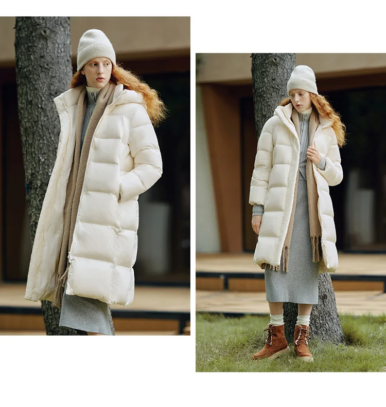 Semir Down Jacket Women Winter Long 90% Duck Down Waterproof Oil-proof Stain-proof 2026 New Solid Hooded Winter Woman Clothes