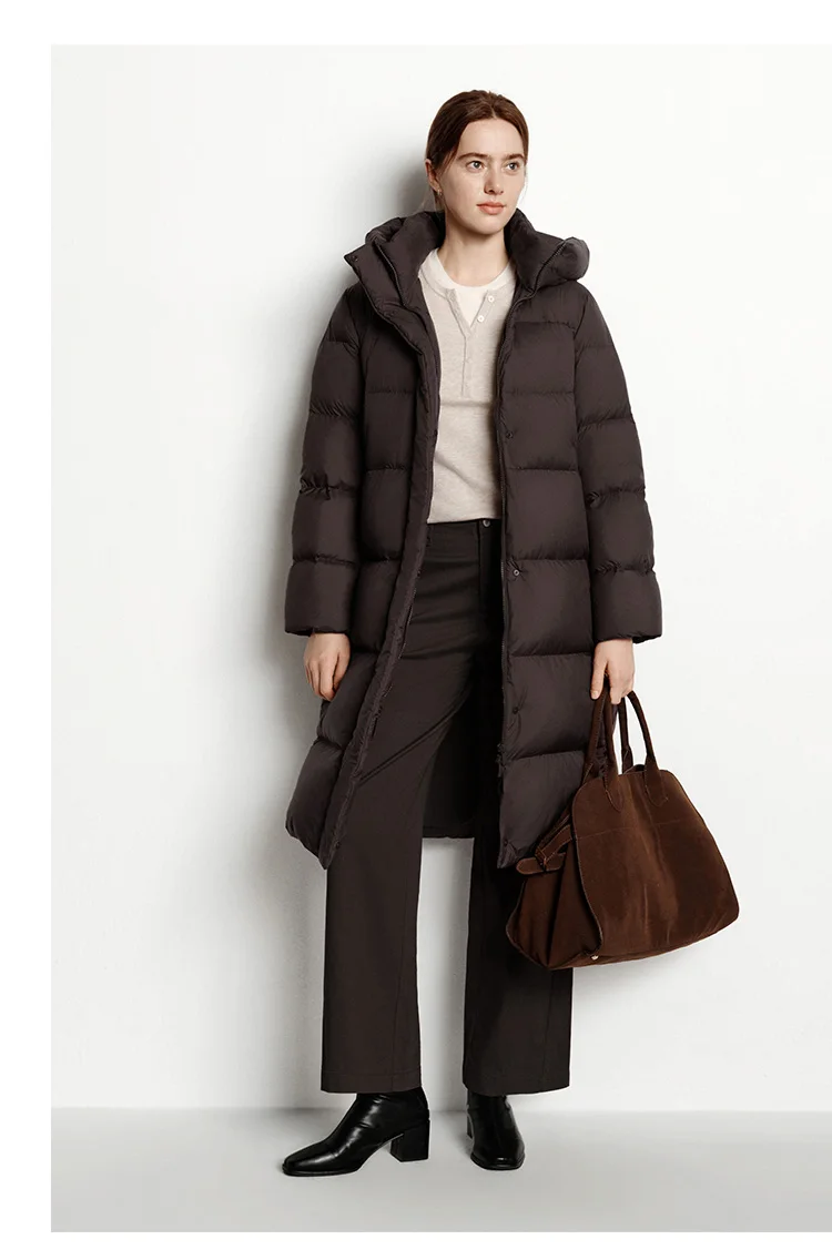 Semir Down Jacket Women Winter Long 90% Duck Down Waterproof Oil-proof Stain-proof 2026 New Solid Hooded Winter Woman Clothes