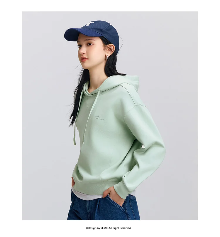 Semir Embroidered Hoodies Soft Texture Women Spring Casual Sweatshirt Fashion Comfort Loose Style Gentle Trend Cozy New 2026