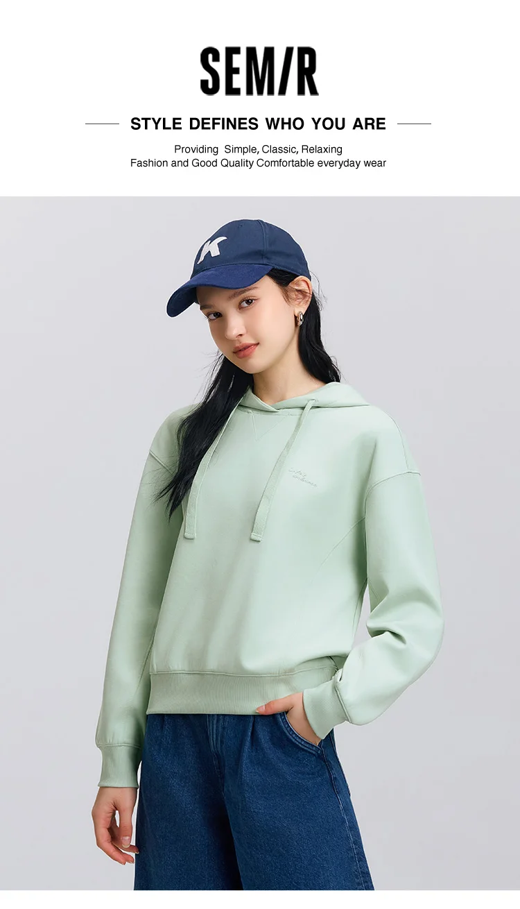 Semir Embroidered Hoodies Soft Texture Women Spring Casual Sweatshirt Fashion Comfort Loose Style Gentle Trend Cozy New 2026