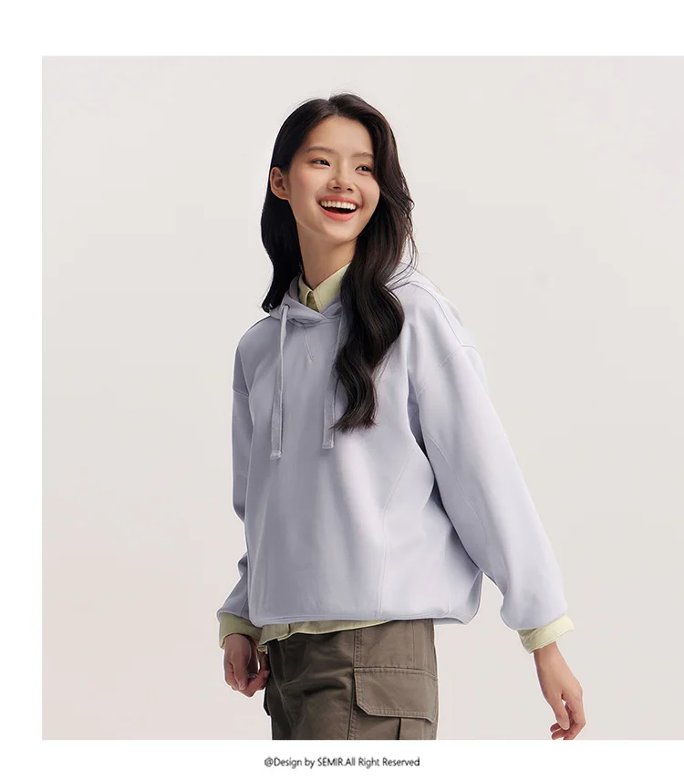 Semir Embroidered Hoodies Soft Texture Women Spring Casual Sweatshirt Fashion Comfort Loose Style Gentle Trend Cozy New 2026