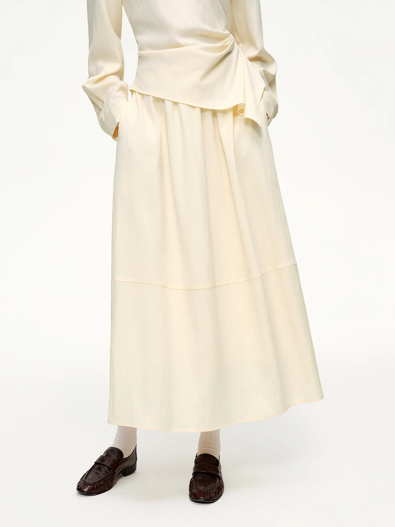 DUSHU 2026 Spring Women's Two Piece Set Design Shirt & High Waist Skirt Co-ord, Office Chic Minimalist Suit for Capsule Wardrobe