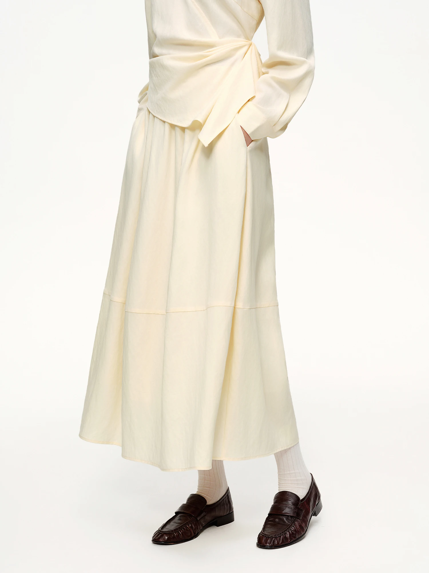DUSHU 2026 Spring Women's Two Piece Set Design Shirt & High Waist Skirt Co-ord, Office Chic Minimalist Suit for Capsule Wardrobe