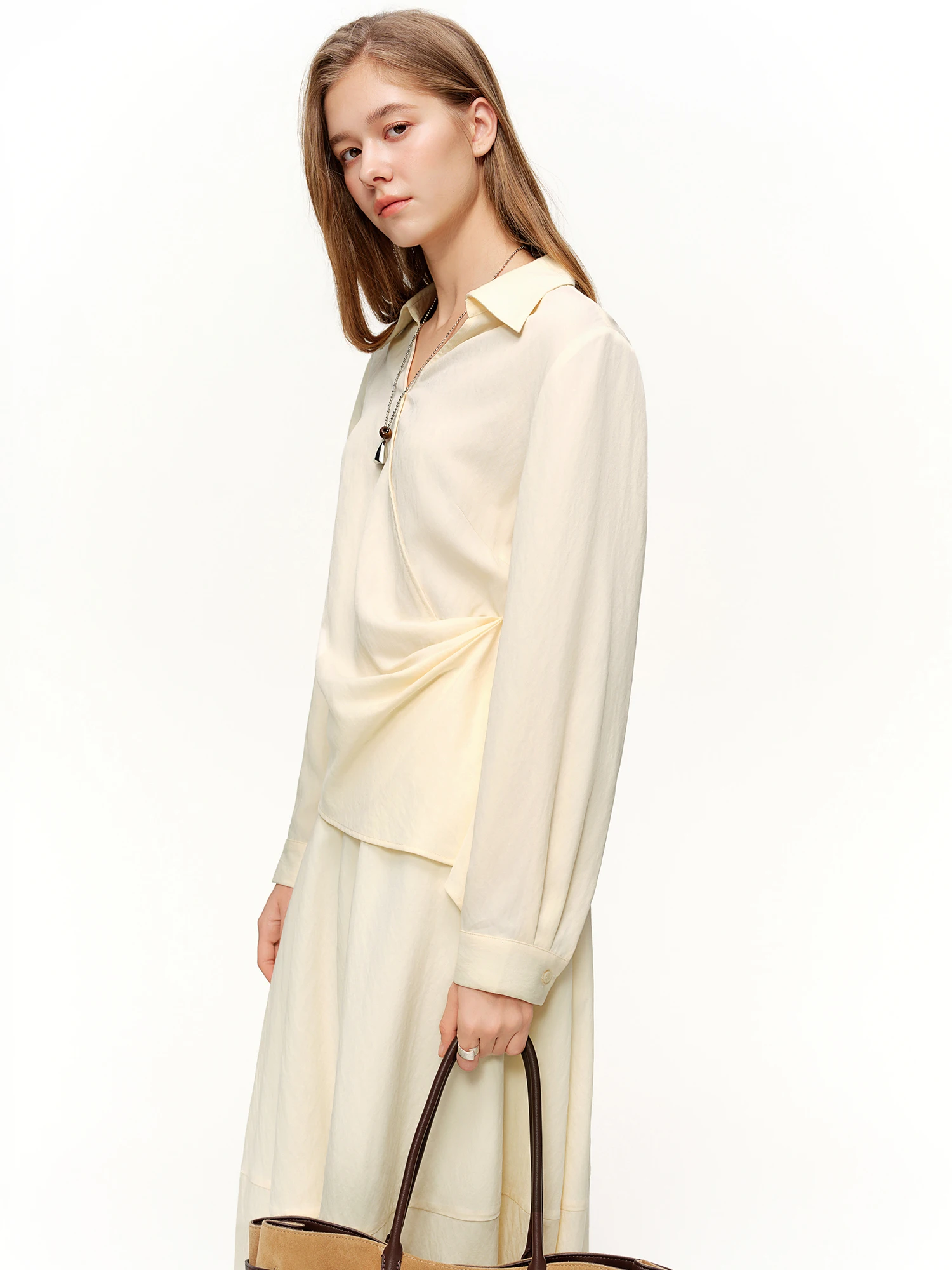 DUSHU 2026 Spring Women's Two Piece Set Design Shirt & High Waist Skirt Co-ord, Office Chic Minimalist Suit for Capsule Wardrobe