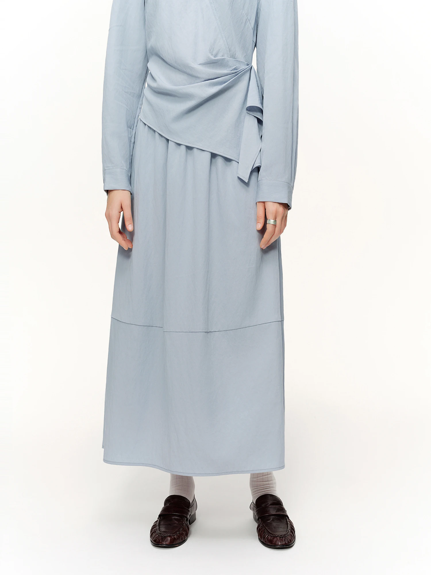 DUSHU 2026 Spring Women's Two Piece Set Design Shirt & High Waist Skirt Co-ord, Office Chic Minimalist Suit for Capsule Wardrobe
