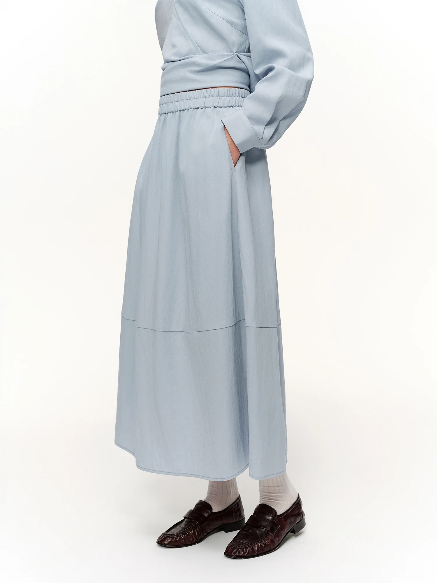 DUSHU 2026 Spring Women's Two Piece Set Design Shirt & High Waist Skirt Co-ord, Office Chic Minimalist Suit for Capsule Wardrobe