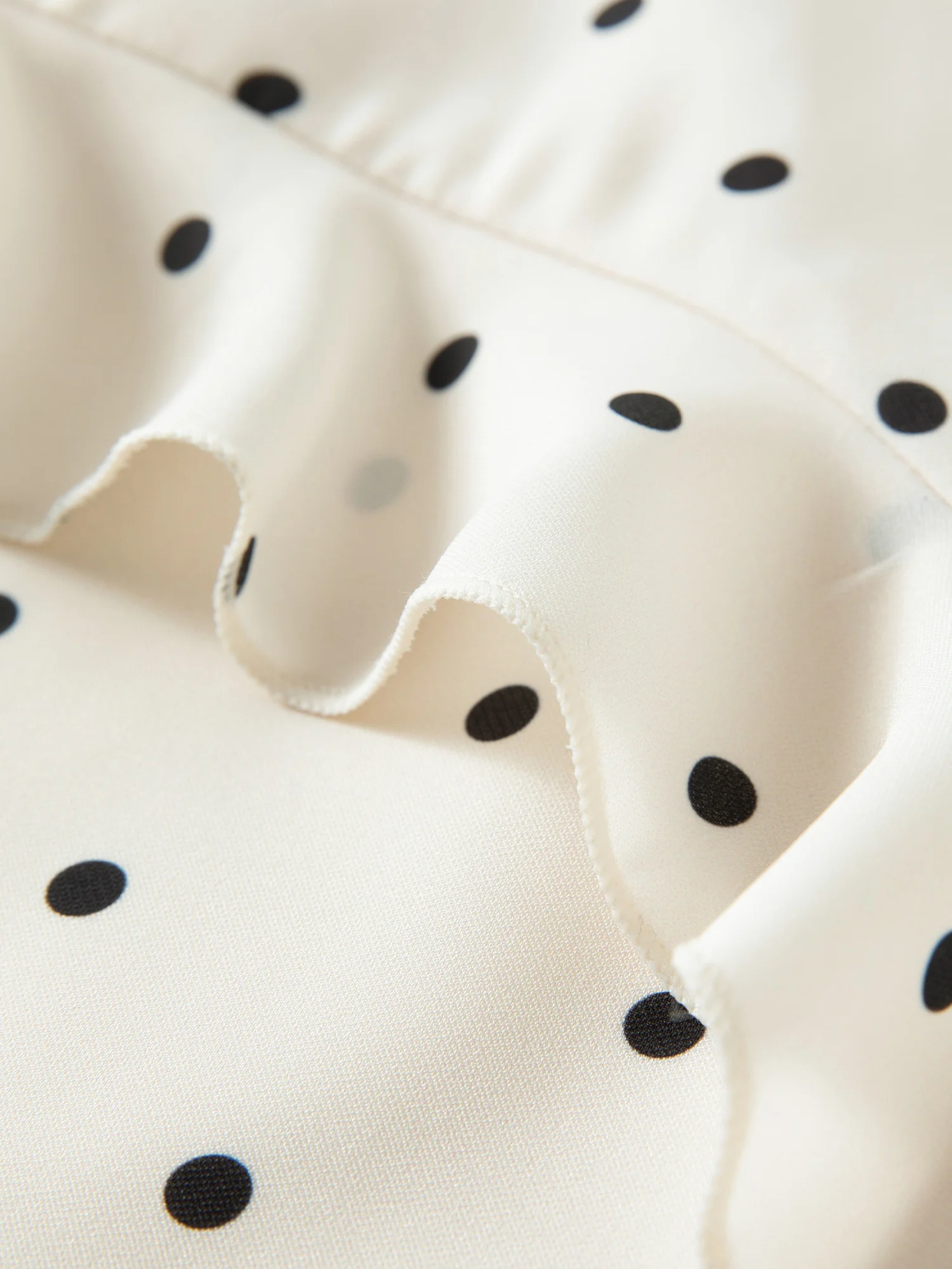 DUSHU Irregular Ruffle Polka Dot Midi Skirt New Spring High-waisted A-line Skirt for Commuting Knee-length Trendy Korean Style